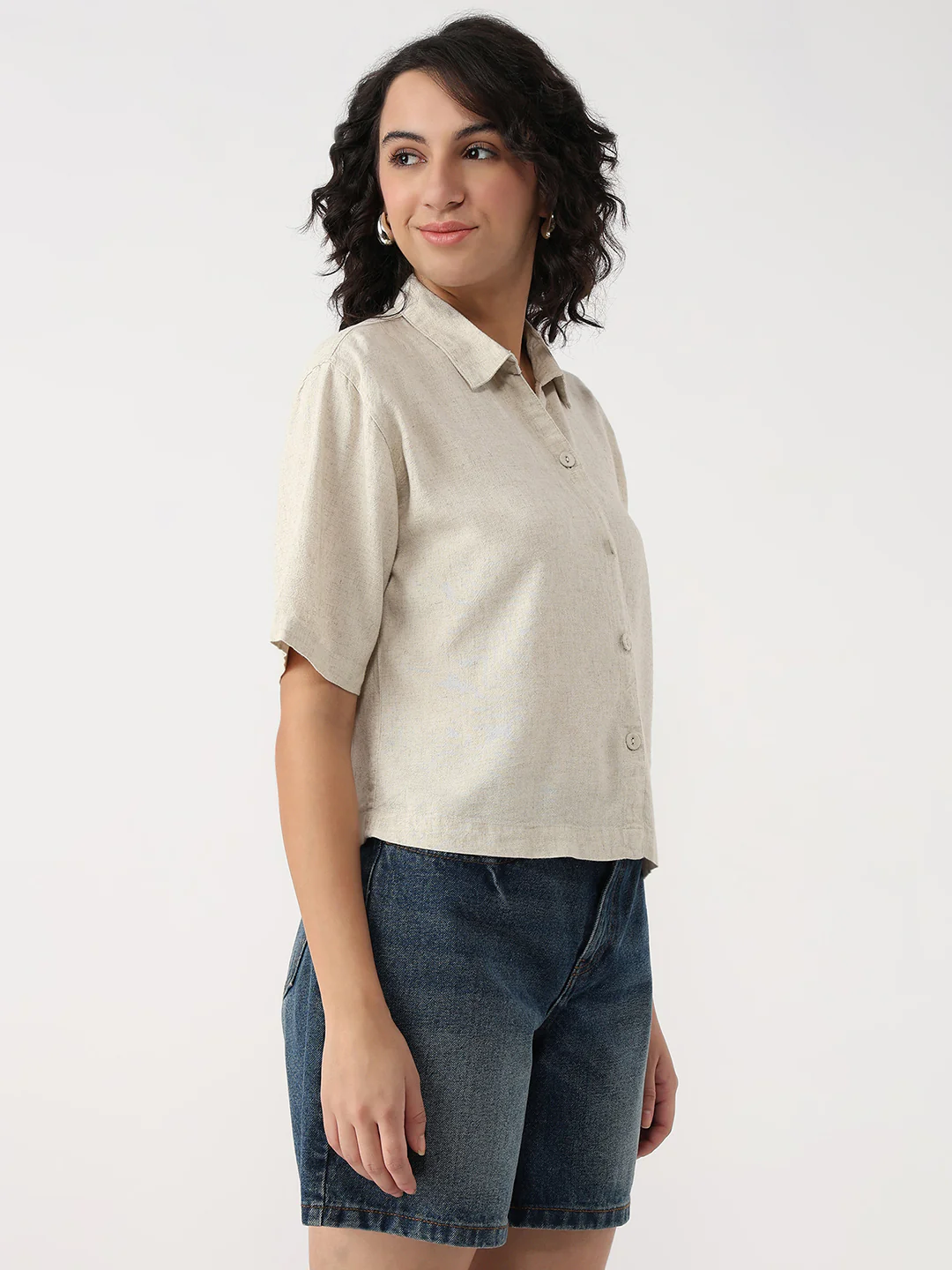 Women Light Natural Crop Shirt - Image 4