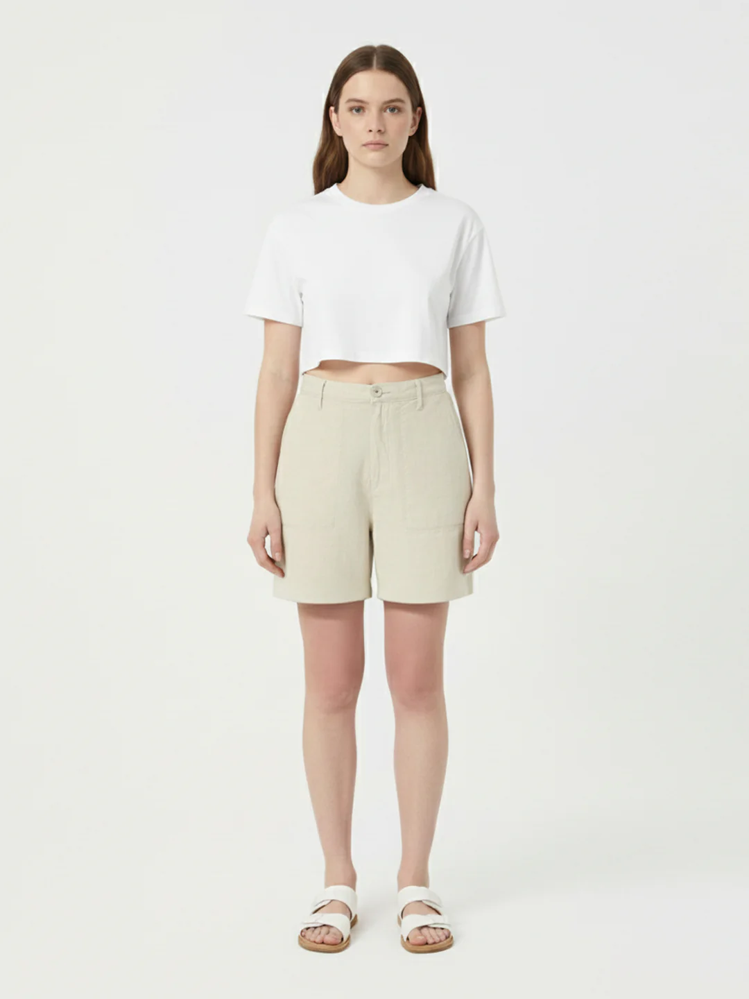 Women Light Natural Mid-Rise Shorts