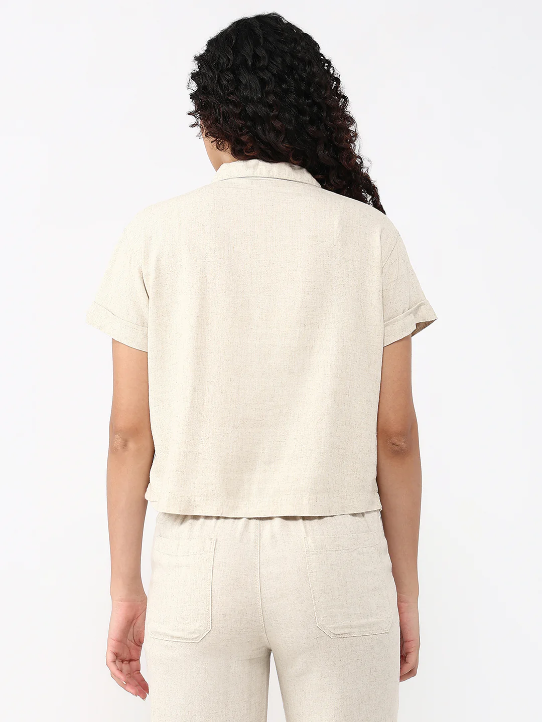 Women Light Natural Slim Fit Crop Shirt - Image 3
