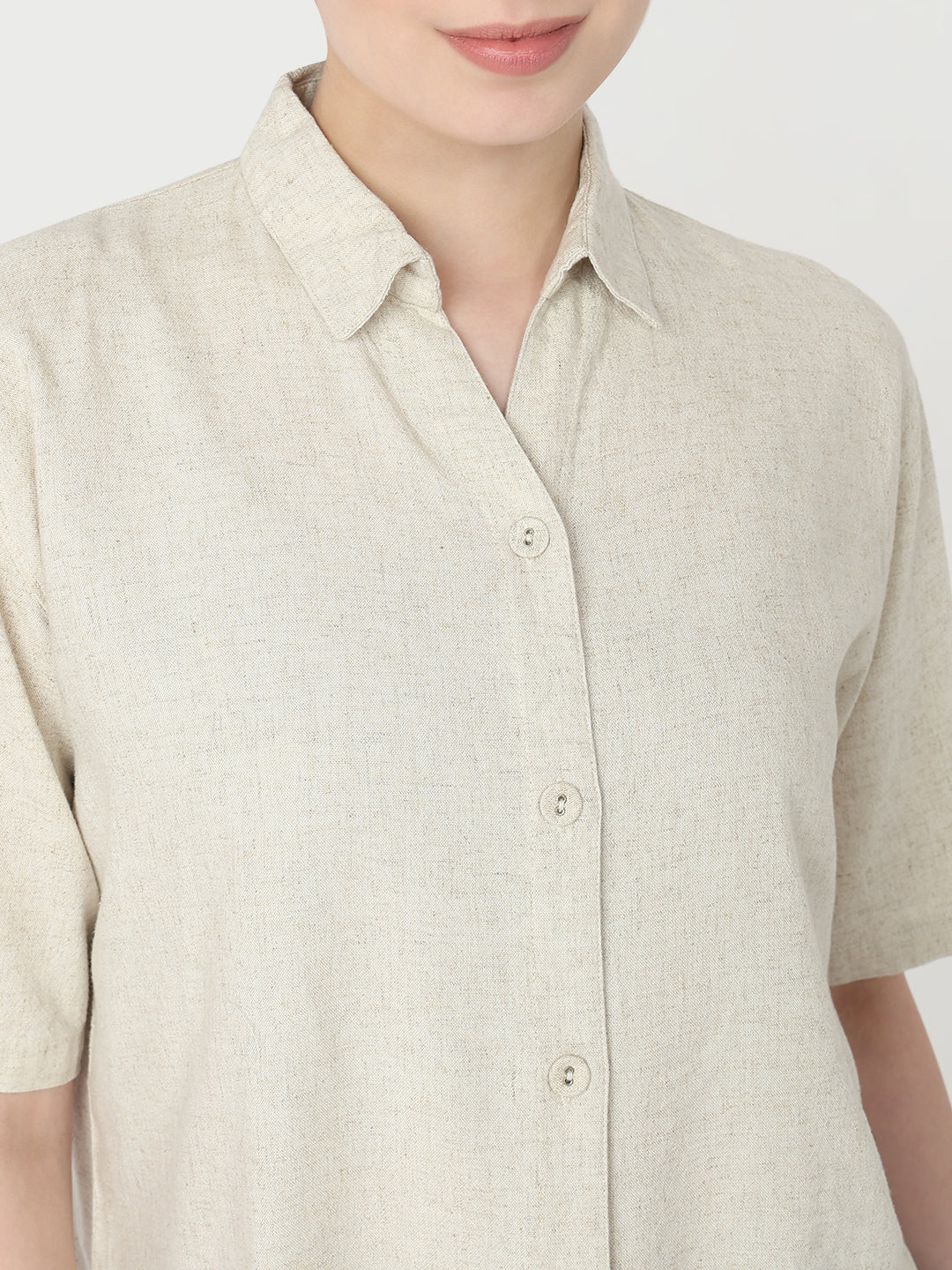 Women Light Natural Slim Fit Crop Shirt - Image 6