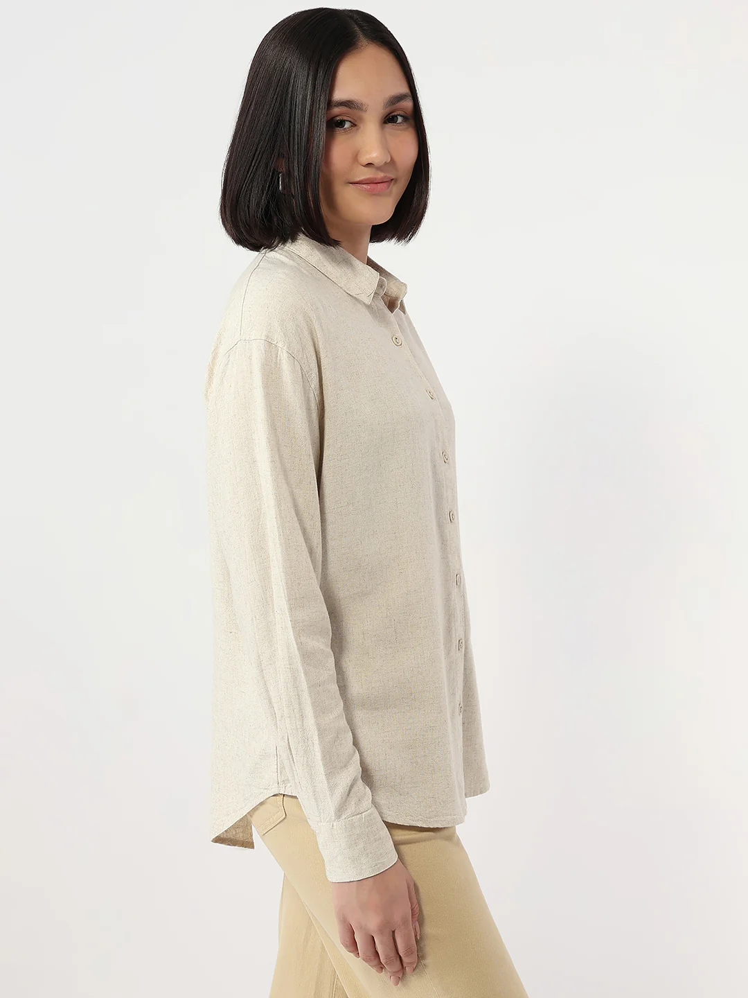 Women Light Natural Slim Oversized Shirt