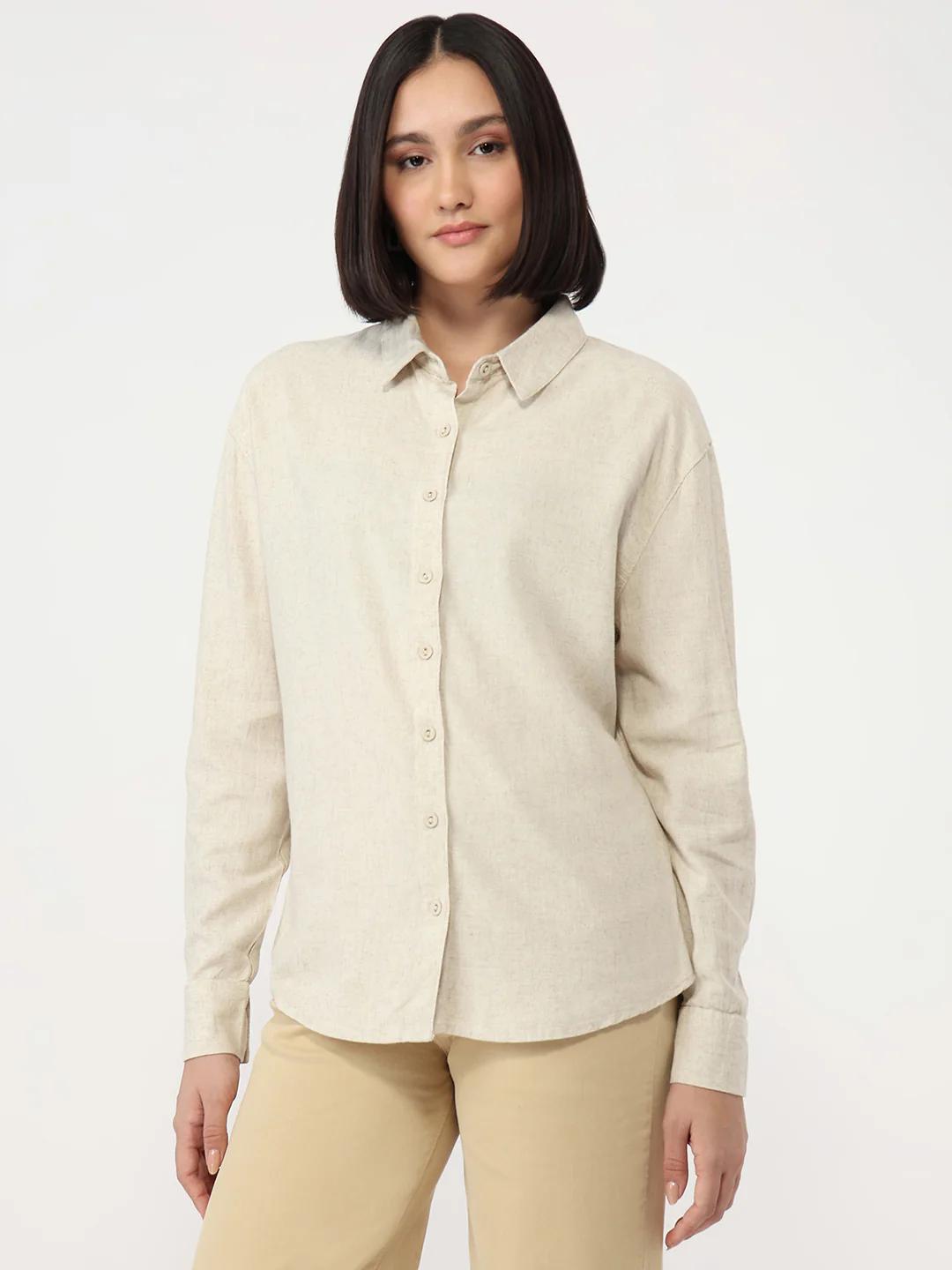 Women Light Natural Slim Oversized Shirt - Image 5