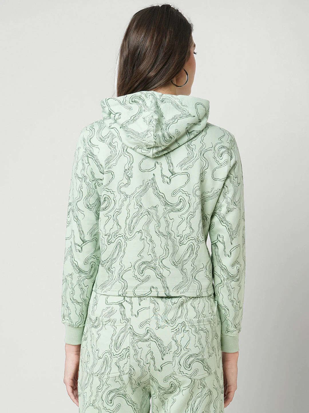 Women Light Olive Crop Slim Fit Sweatshirt - Image 3