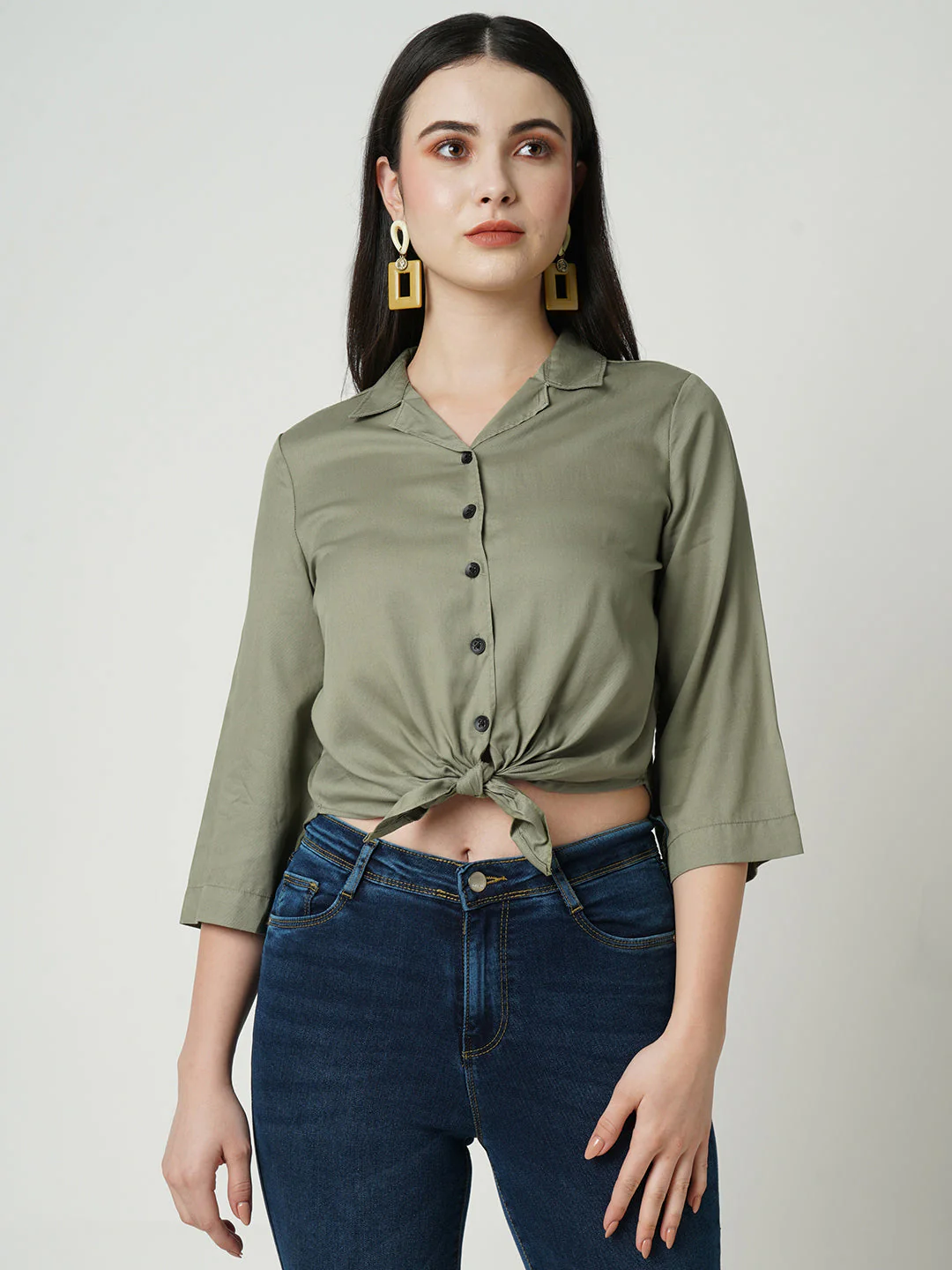 Women Light Olive Slim Shirt