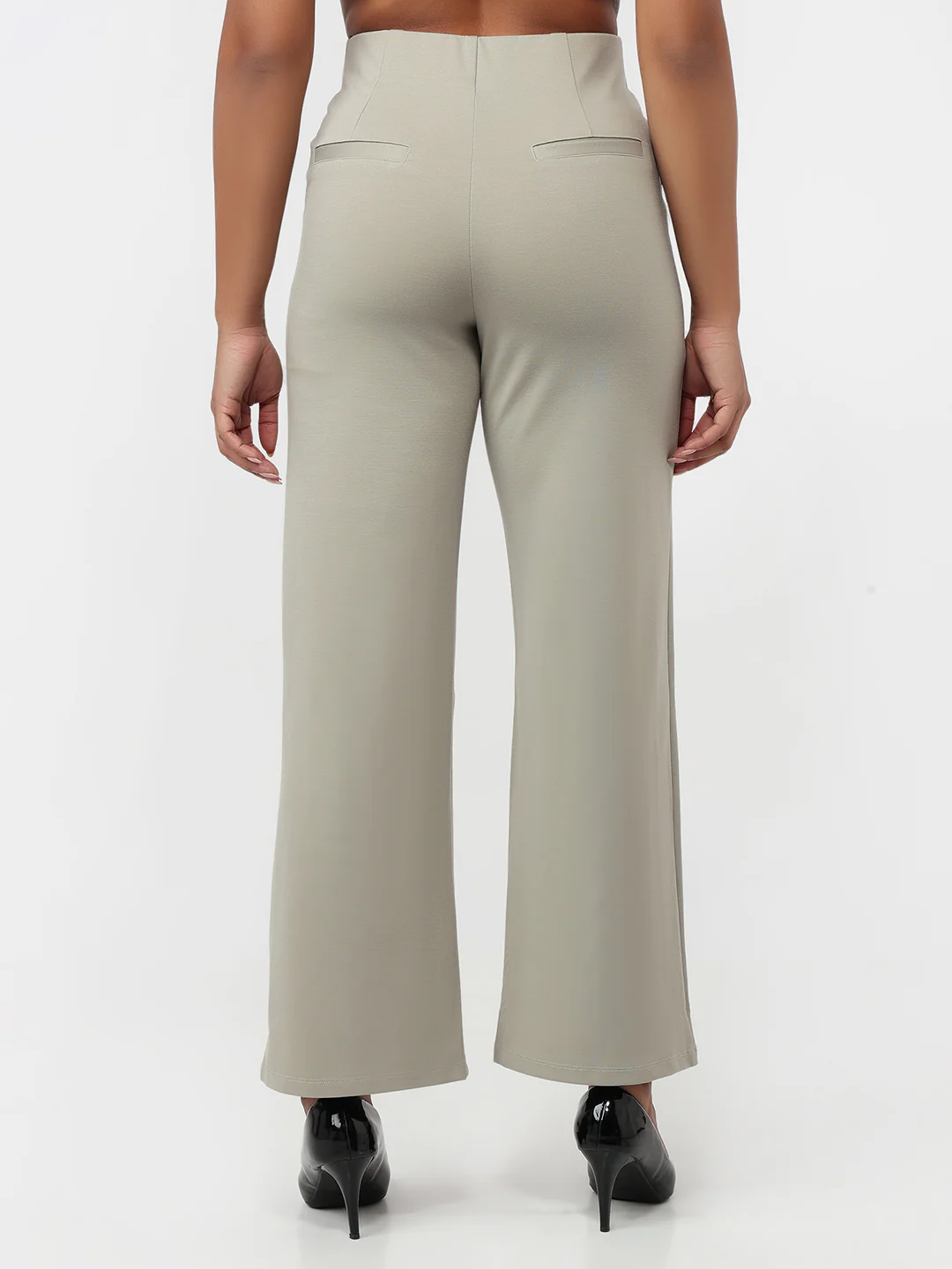 Women Light Olive Wide Leg Treggings - Image 3