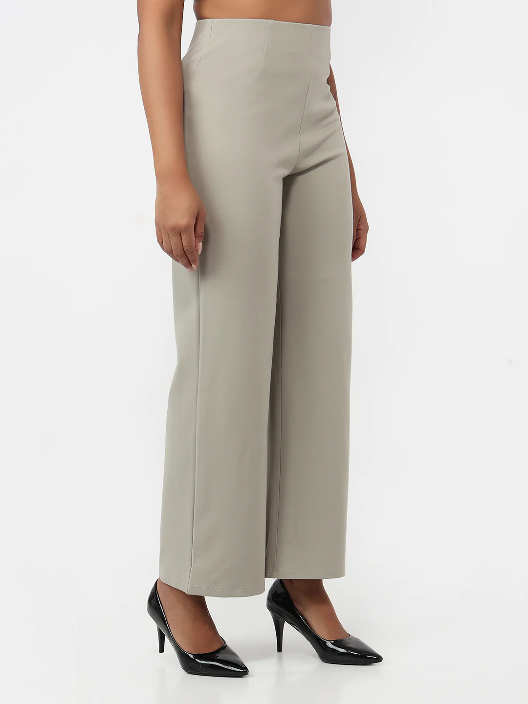 Women Light Olive Wide Leg Treggings - Image 6