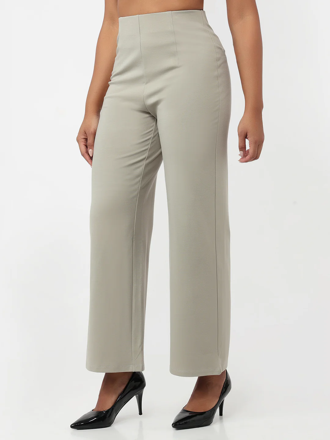 Women Light Olive Wide Leg Treggings - Image 8