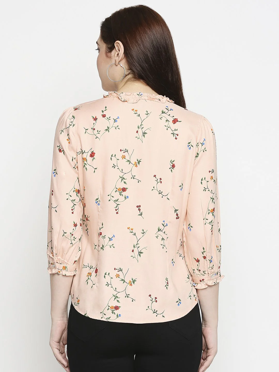 Women Light Peach Printed Shirt - Image 3
