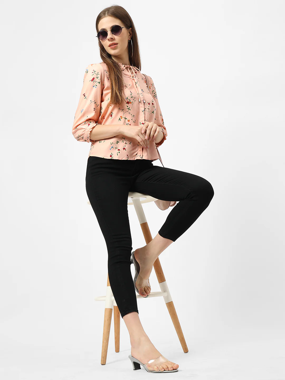 Women Light Peach Printed Shirt