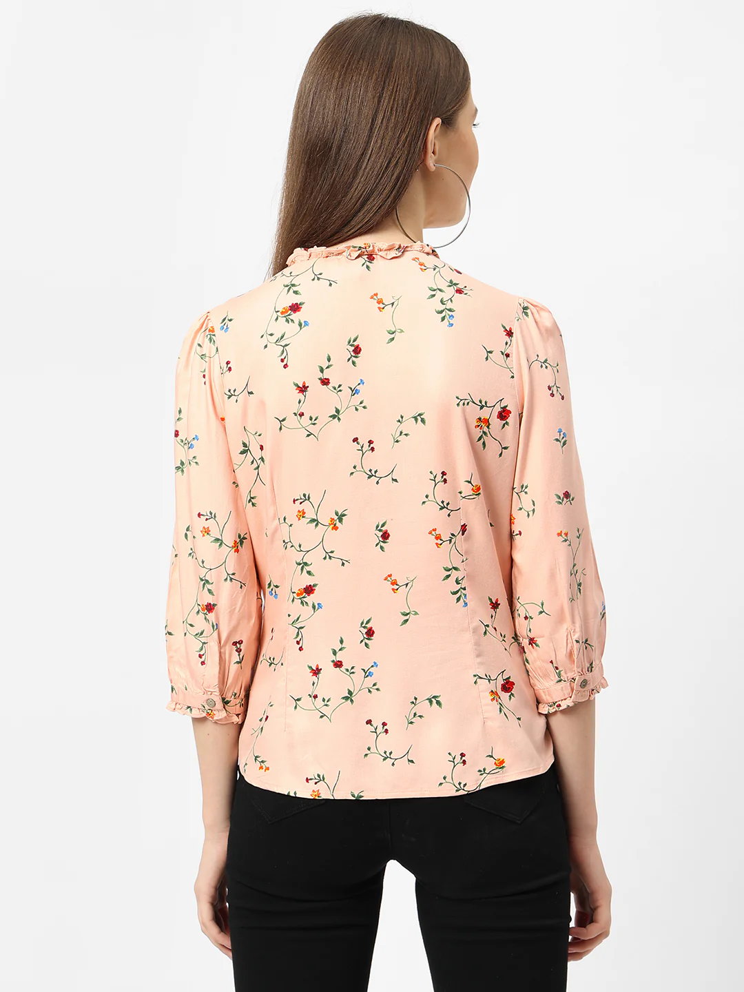 Women Light Peach Printed Shirt - Image 3