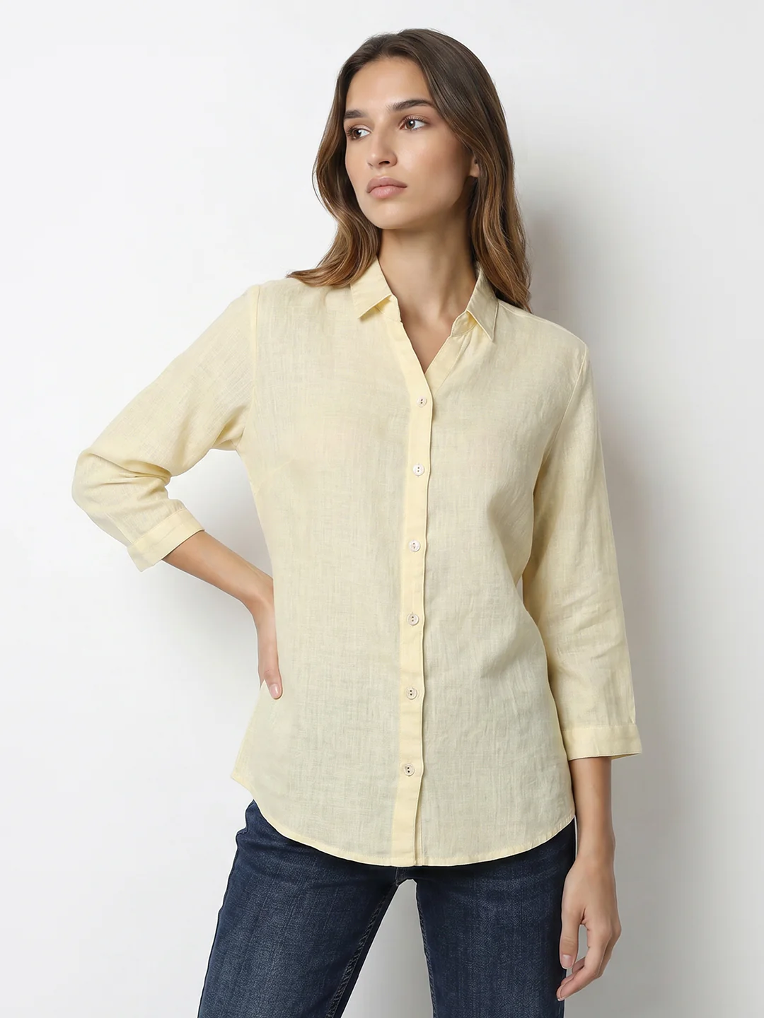 Women Light Yellow Shirt - Image 2