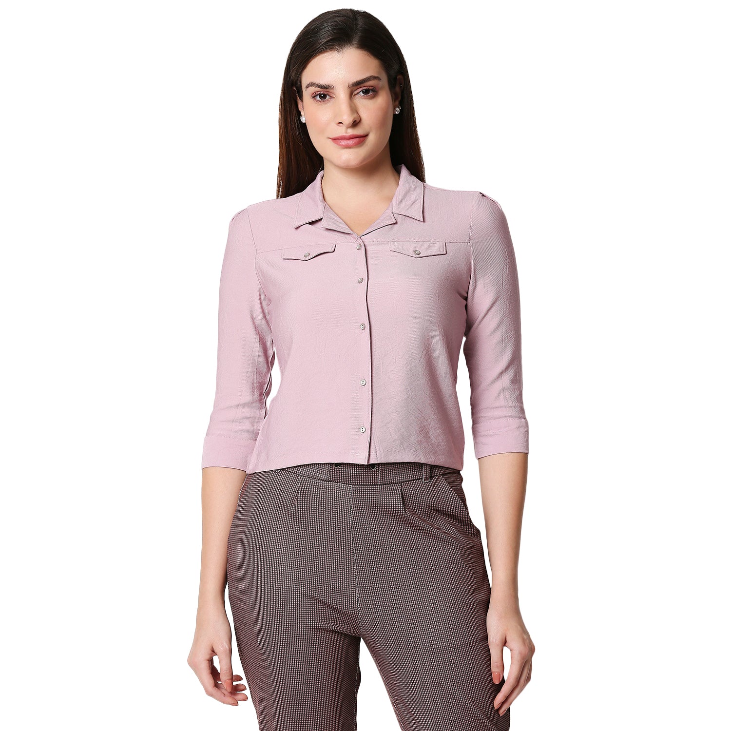 Women Lilac Crop Shirt - Image 2