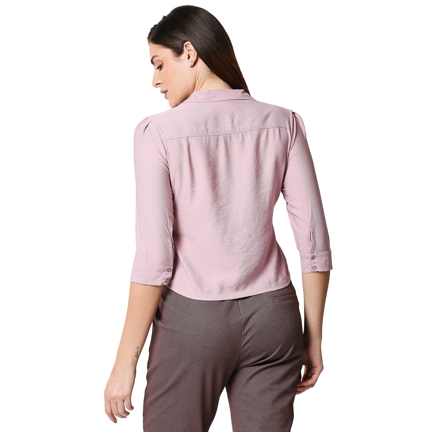 Women Lilac Crop Shirt - Image 3