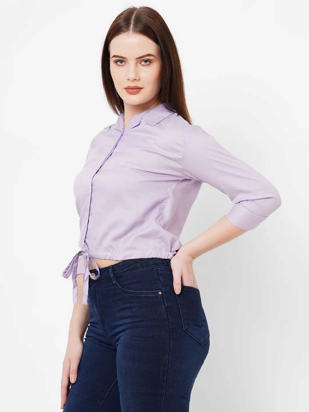 Women Lilac Crop Shirt - Image 6