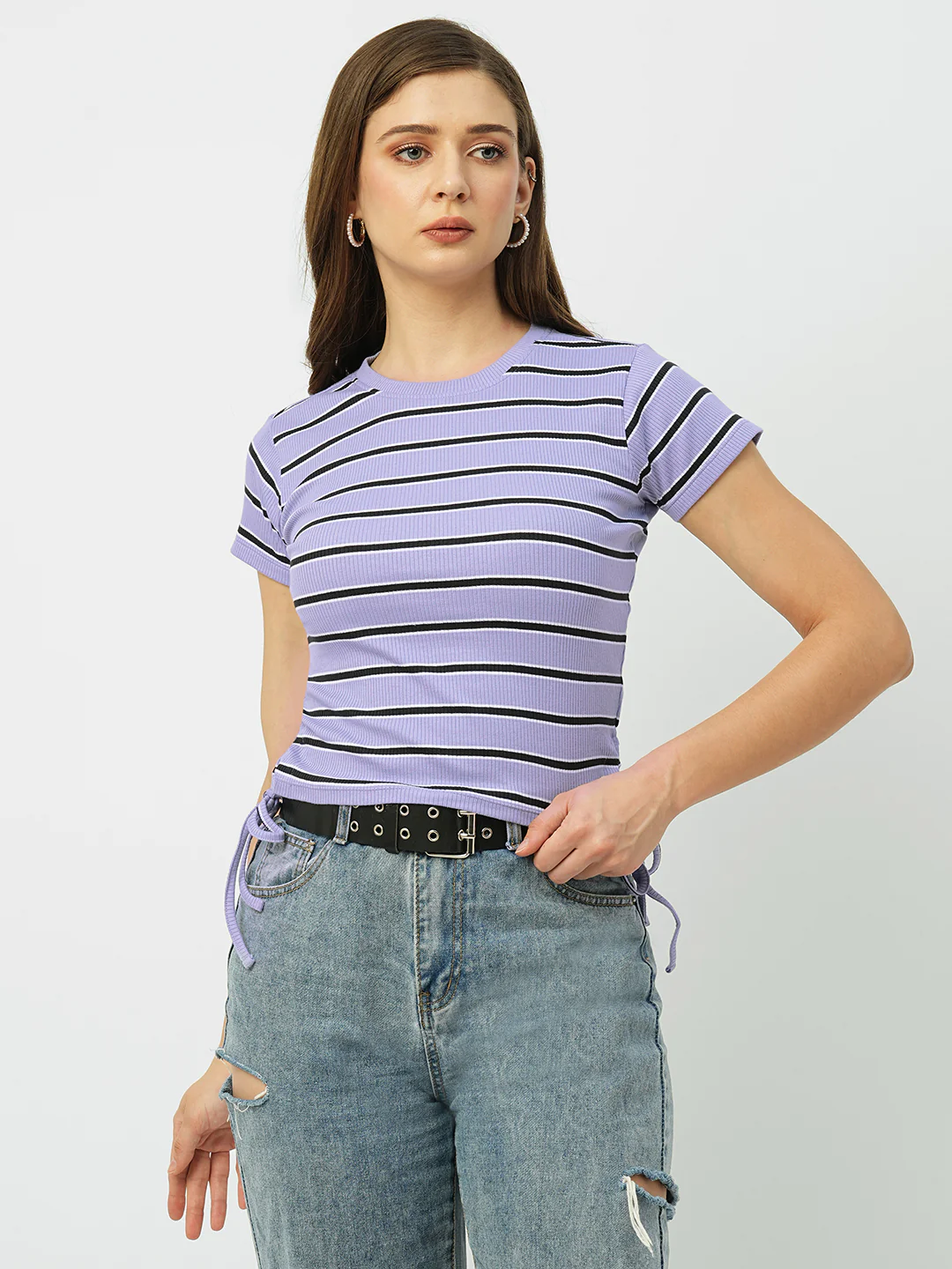 Women Lilac Crop T-Shirt - Image 2