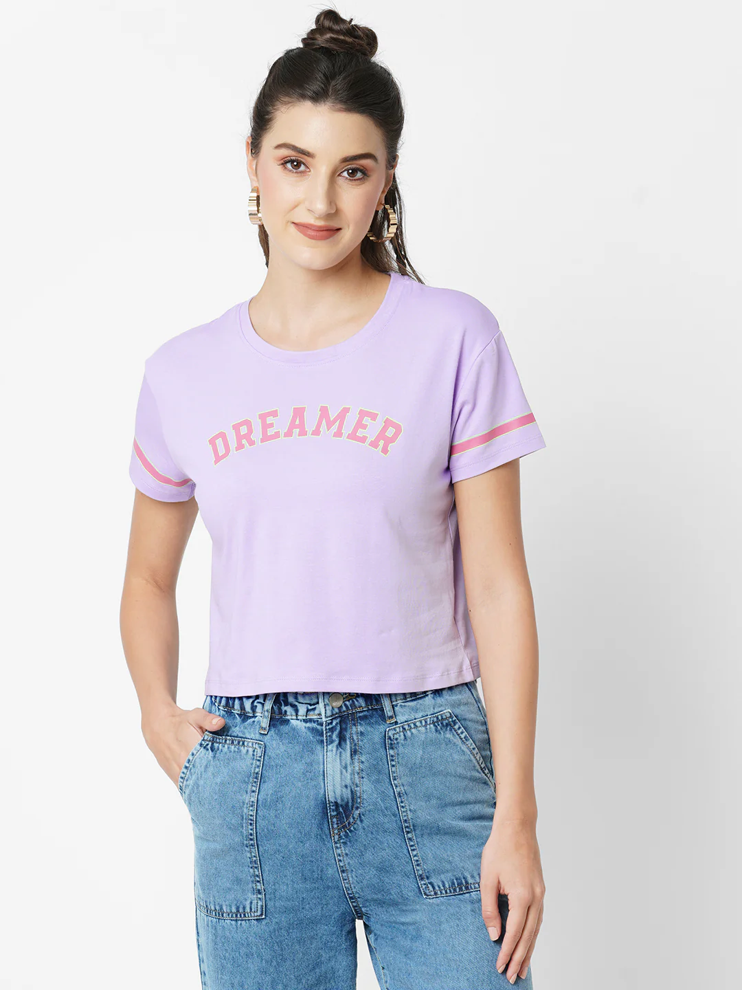 Women Lilac Crop T-Shirt - Image 2