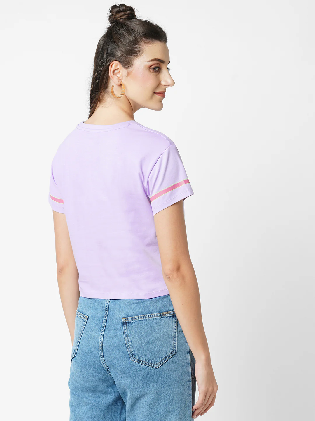 Women Lilac Crop T-Shirt - Image 3
