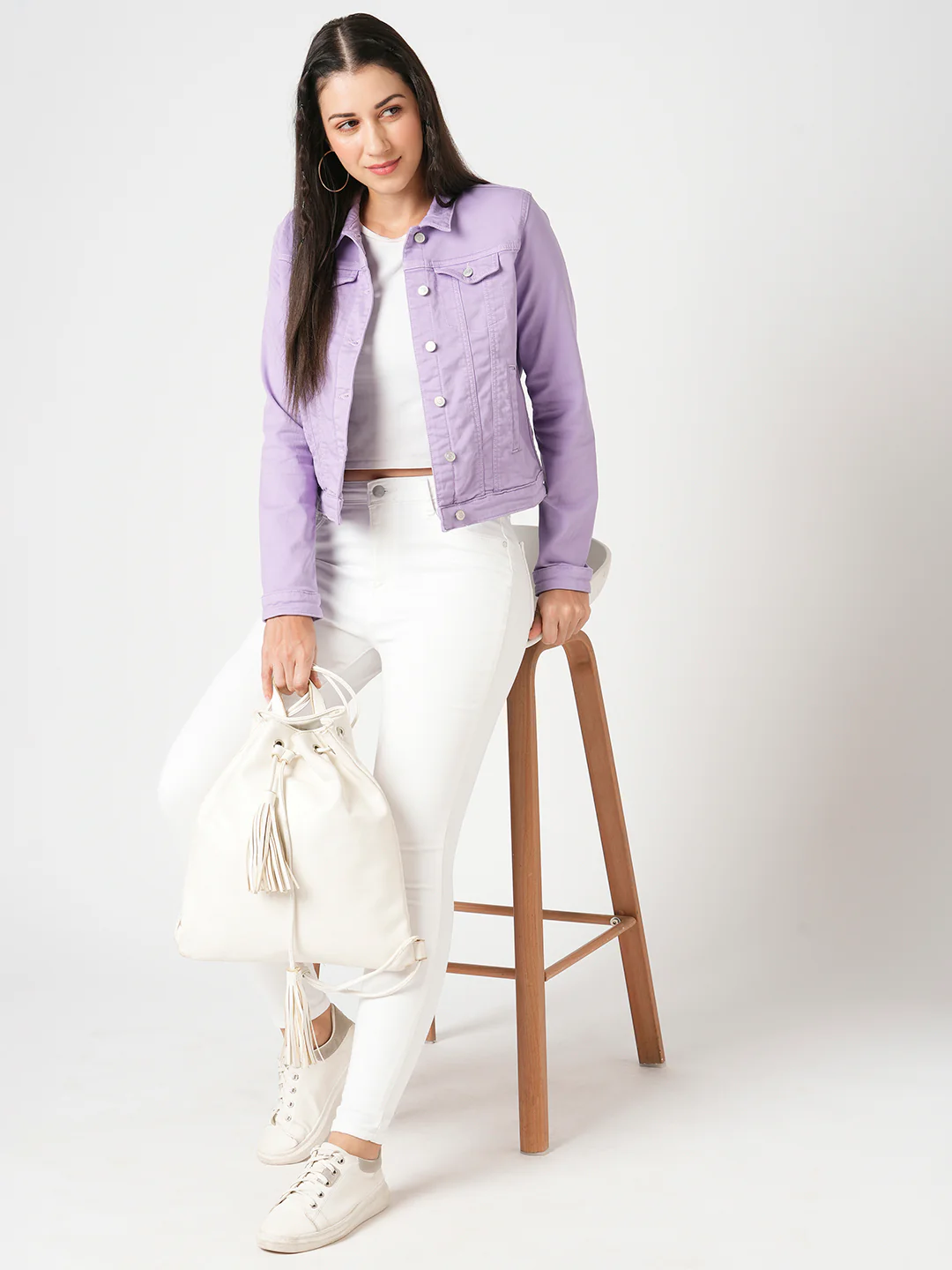 Women Lilac Denim Jacket