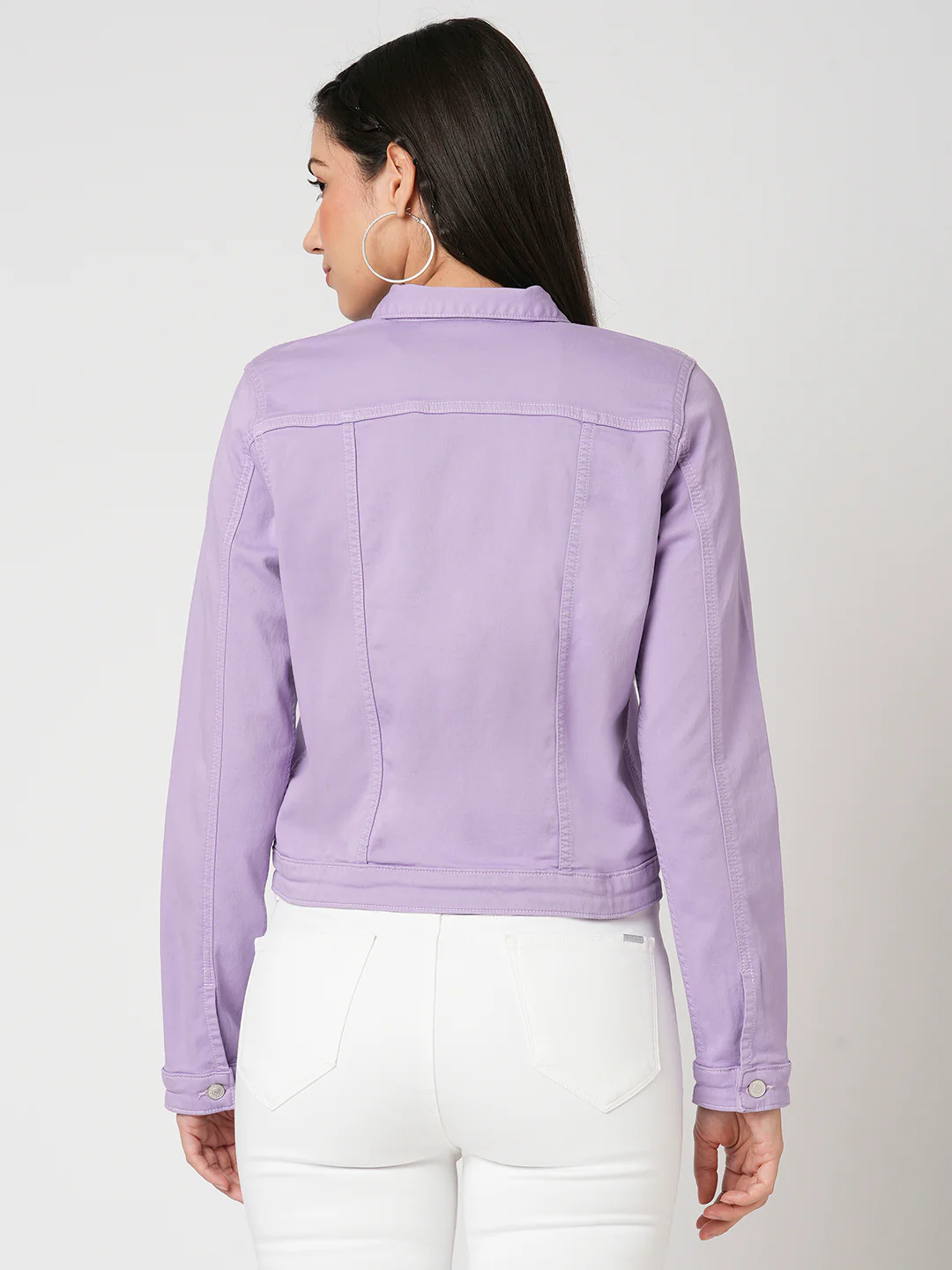 Women Lilac Denim Jacket - Image 3