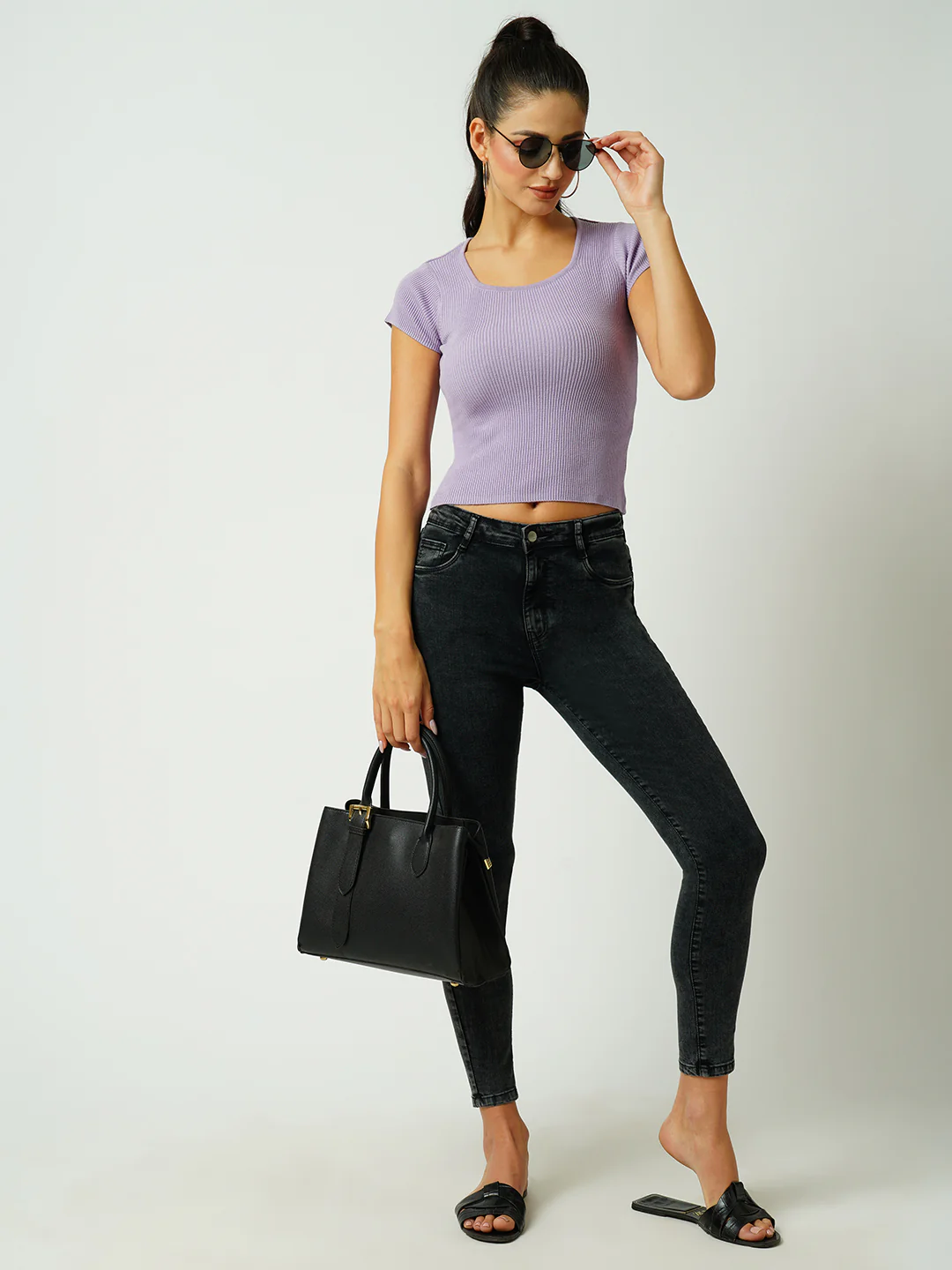 Women Lilac Flat Knit