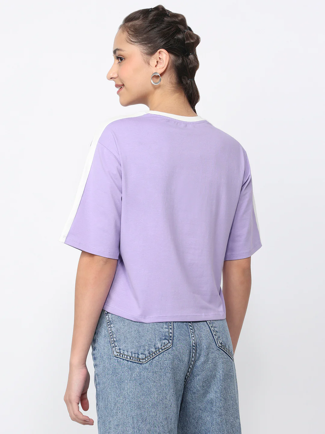 Women Lilac Graphic Crop Tees - Image 3