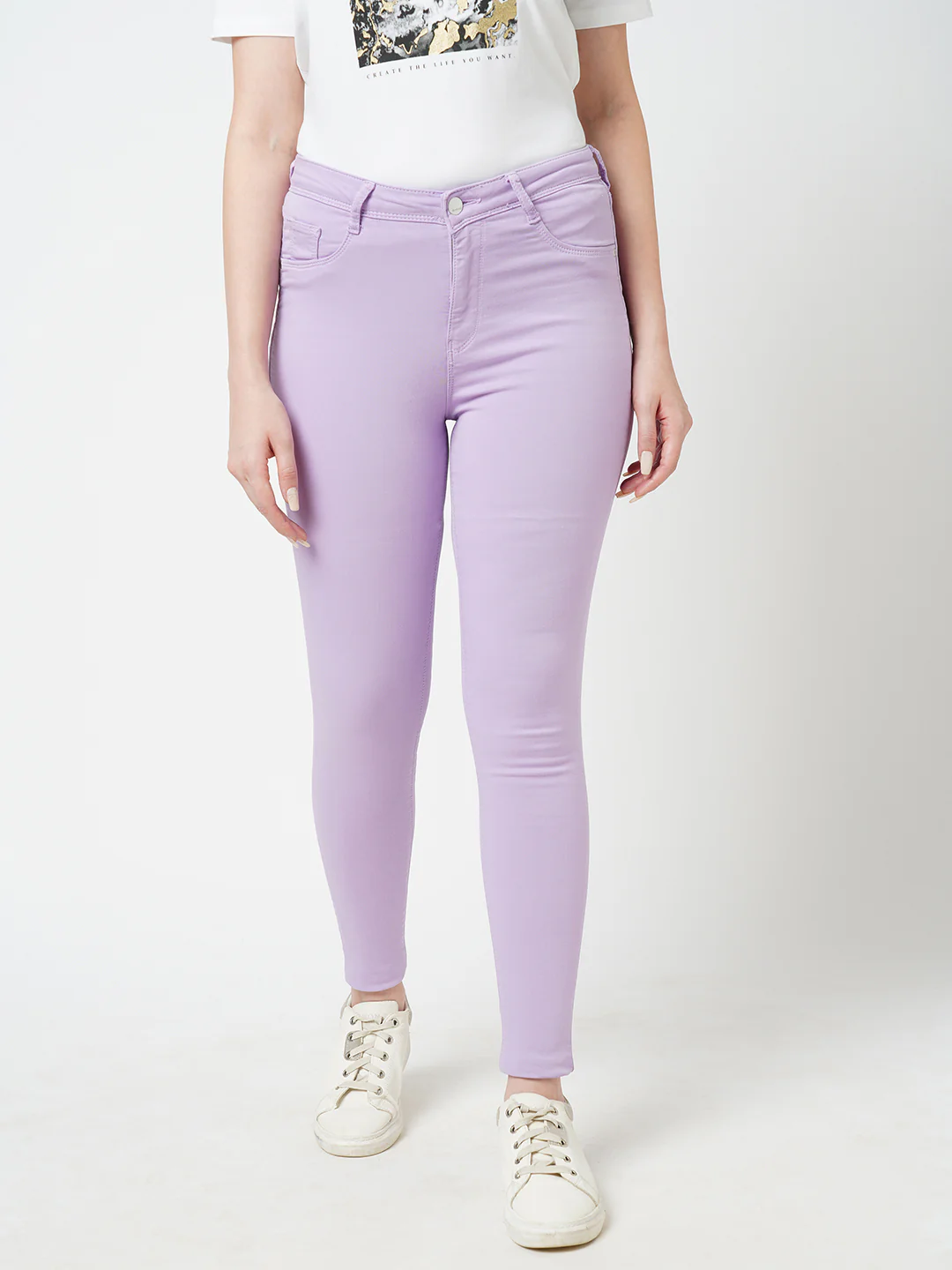 Women Lilac High-Rise Skinny Jeans - Image 2