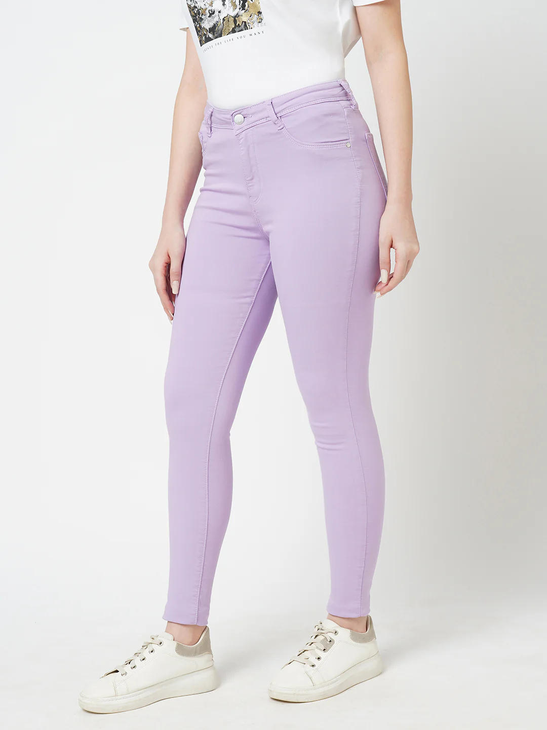 Women Lilac High-Rise Skinny Jeans - Image 6