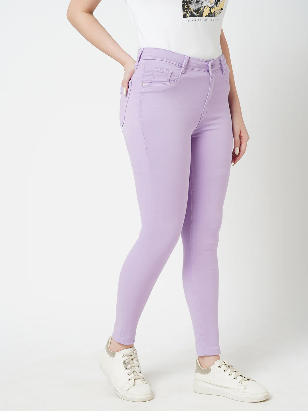Women Lilac High-Rise Skinny Jeans - Image 6