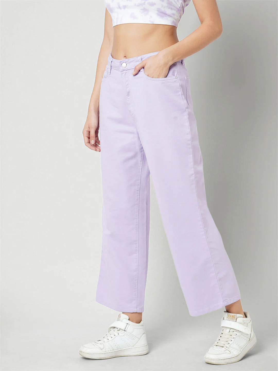 Women Lilac High-Rise Wide Leg Jeans - Image 4