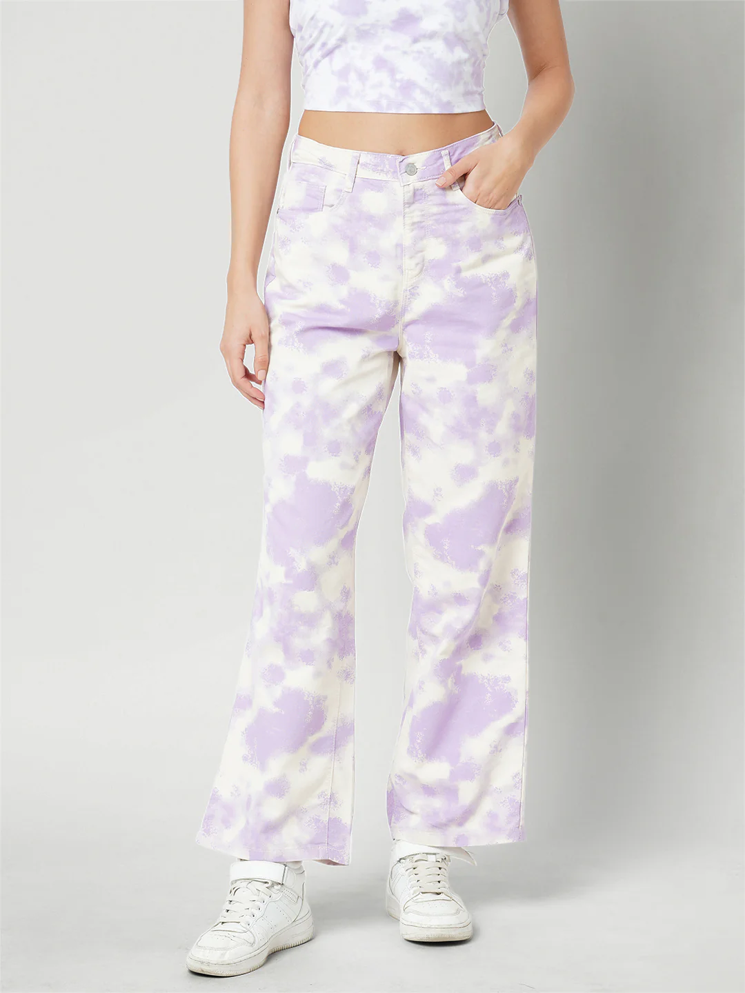 Women Lilac High-Rise Wide Leg Jeans - Image 2