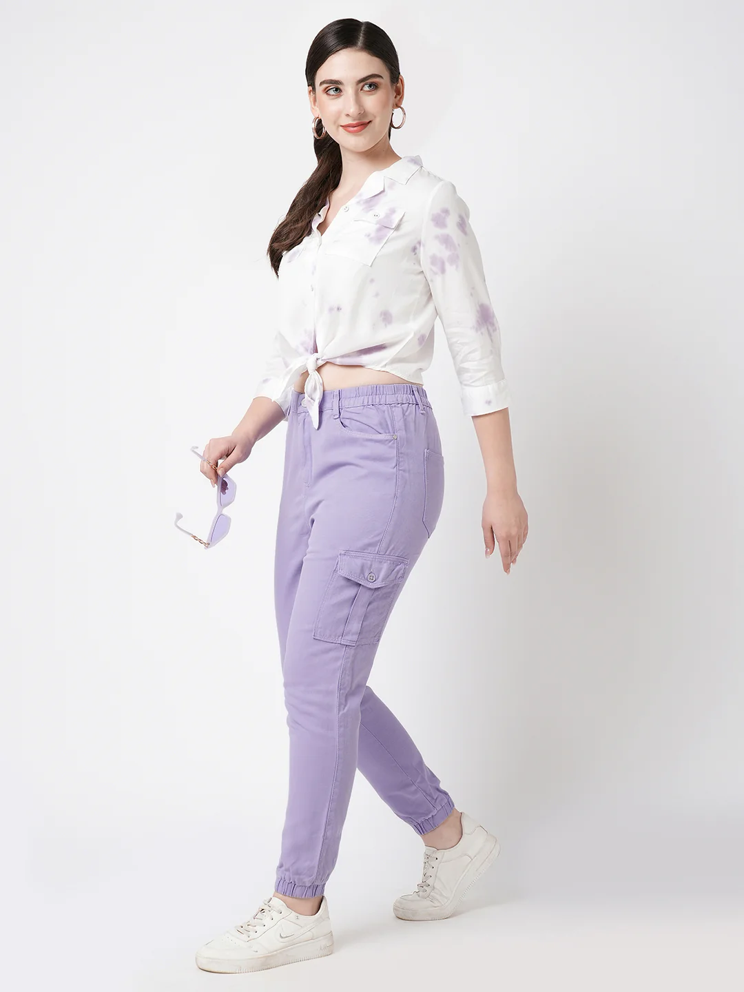 Women Lilac Mid-Rise Cargo - Image 4
