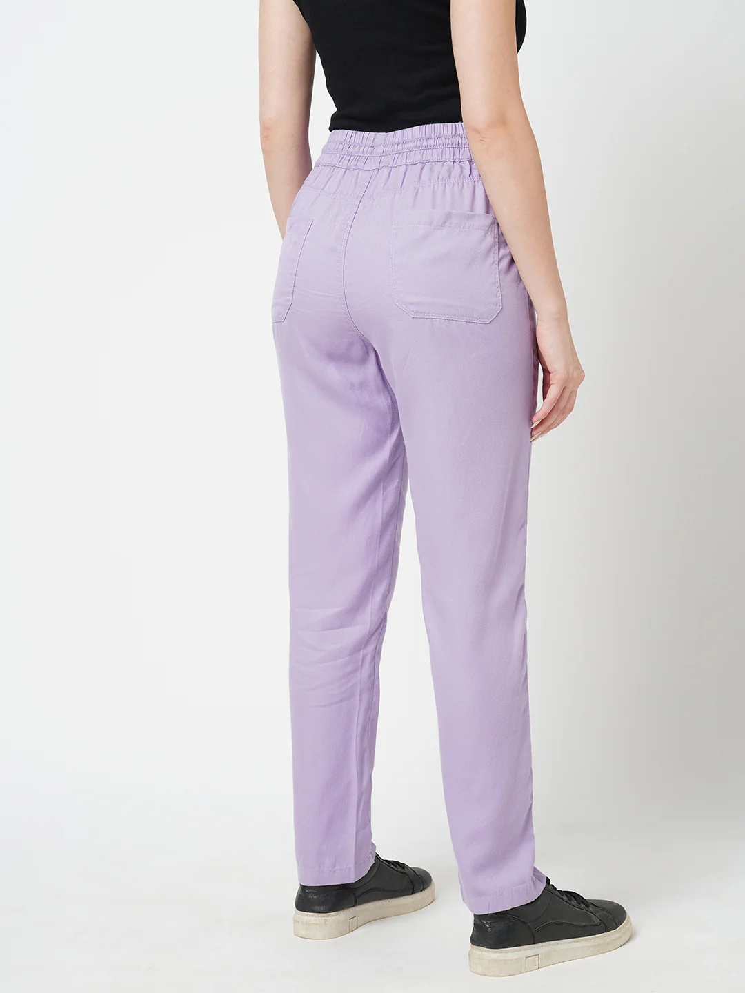 Women Lilac Paper Bag Pants - Image 3