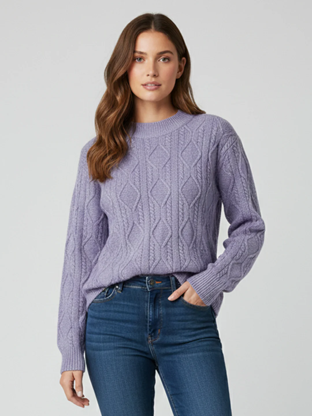 Women Lilac Slim Fit Sweater - Image 2