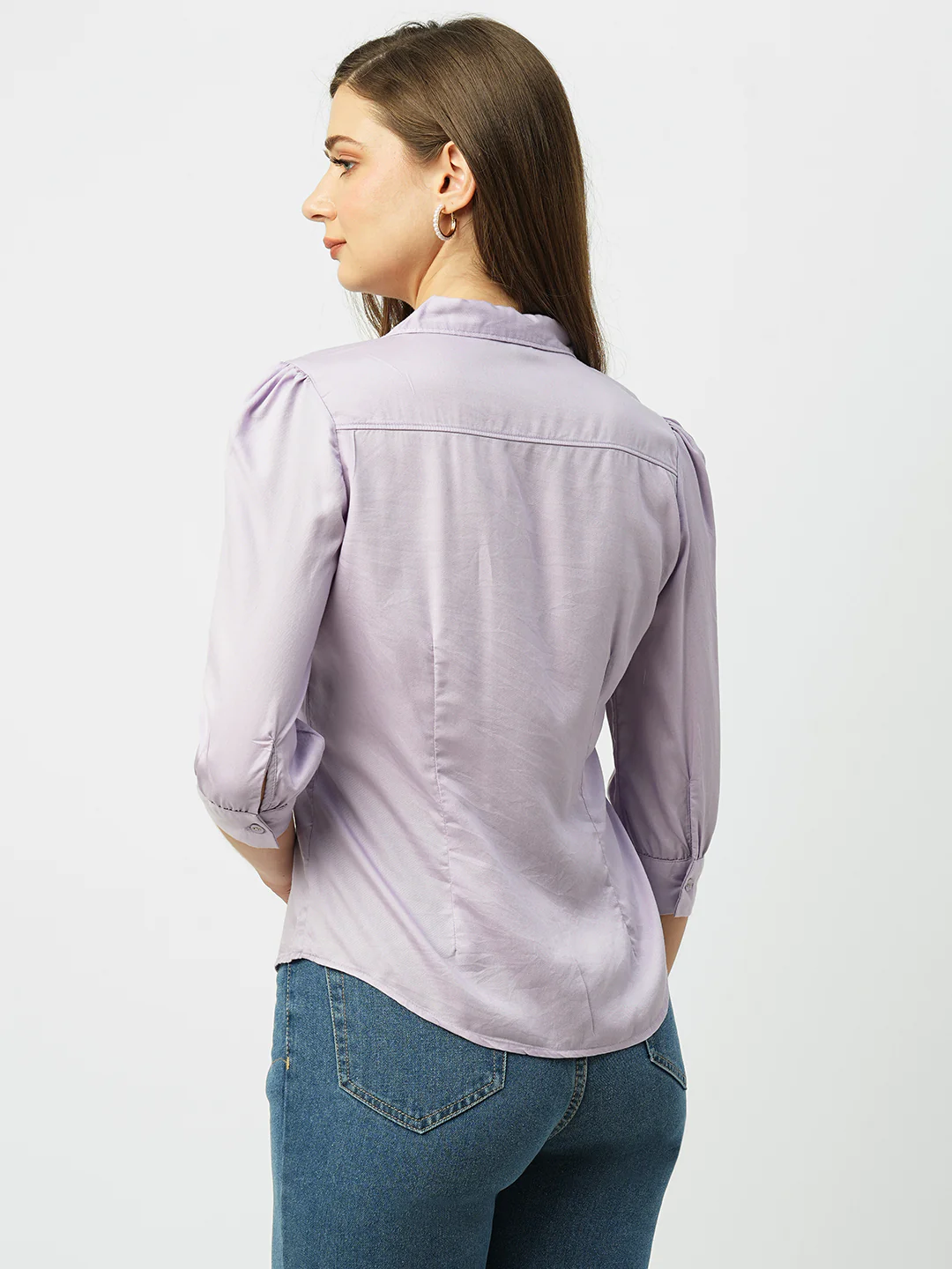 Women Lilac Slim Shirt - Image 3