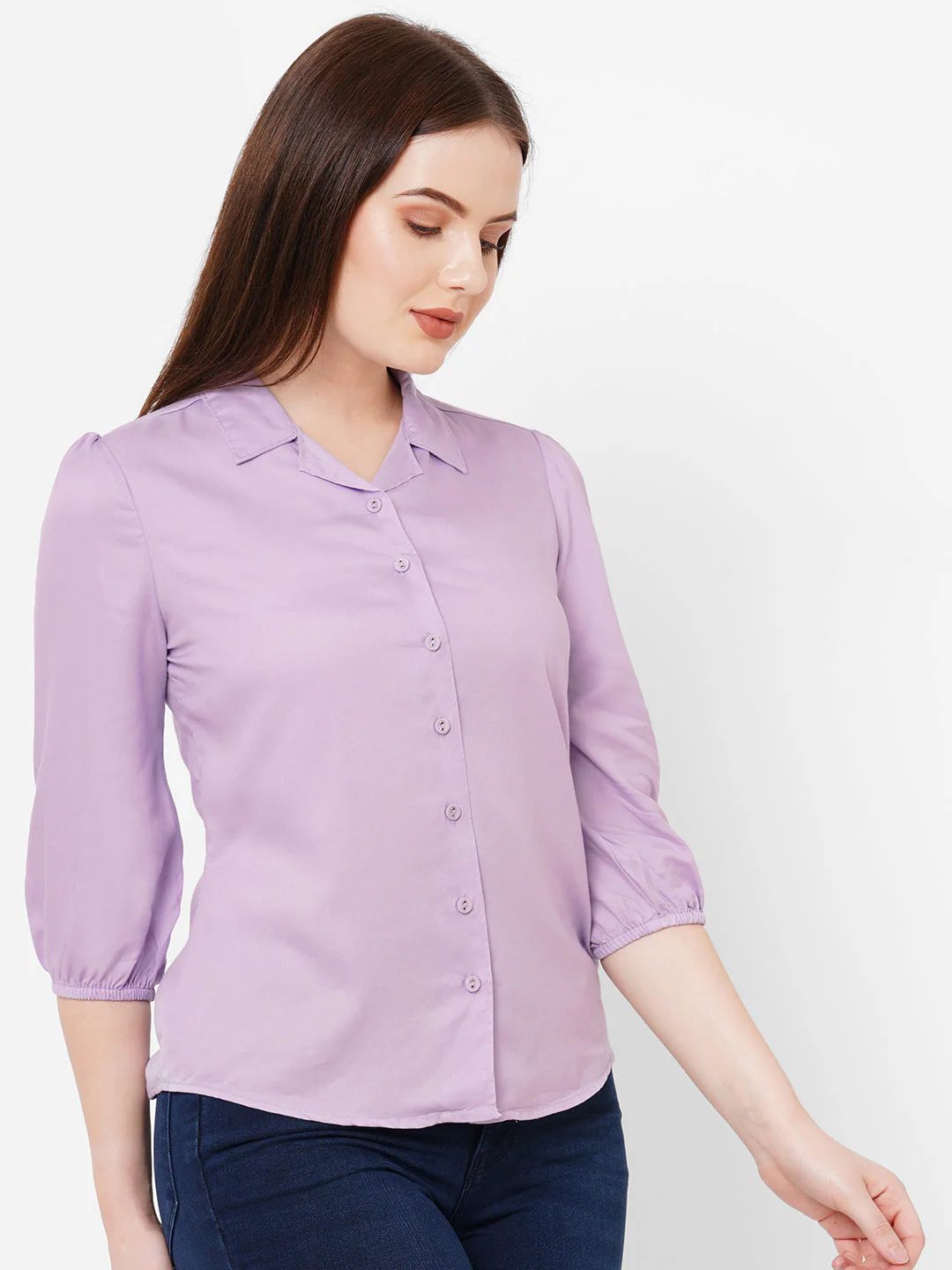 Women Lilac Slim Shirt - Image 4