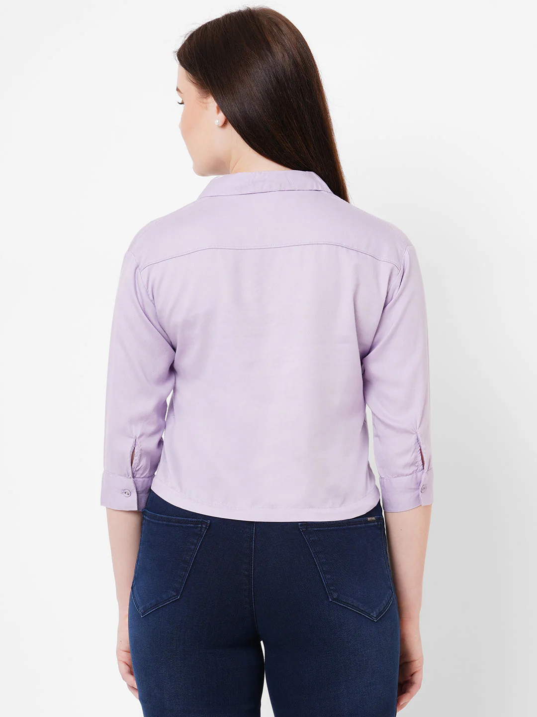 Women Lilac Slim Shirt - Image 3