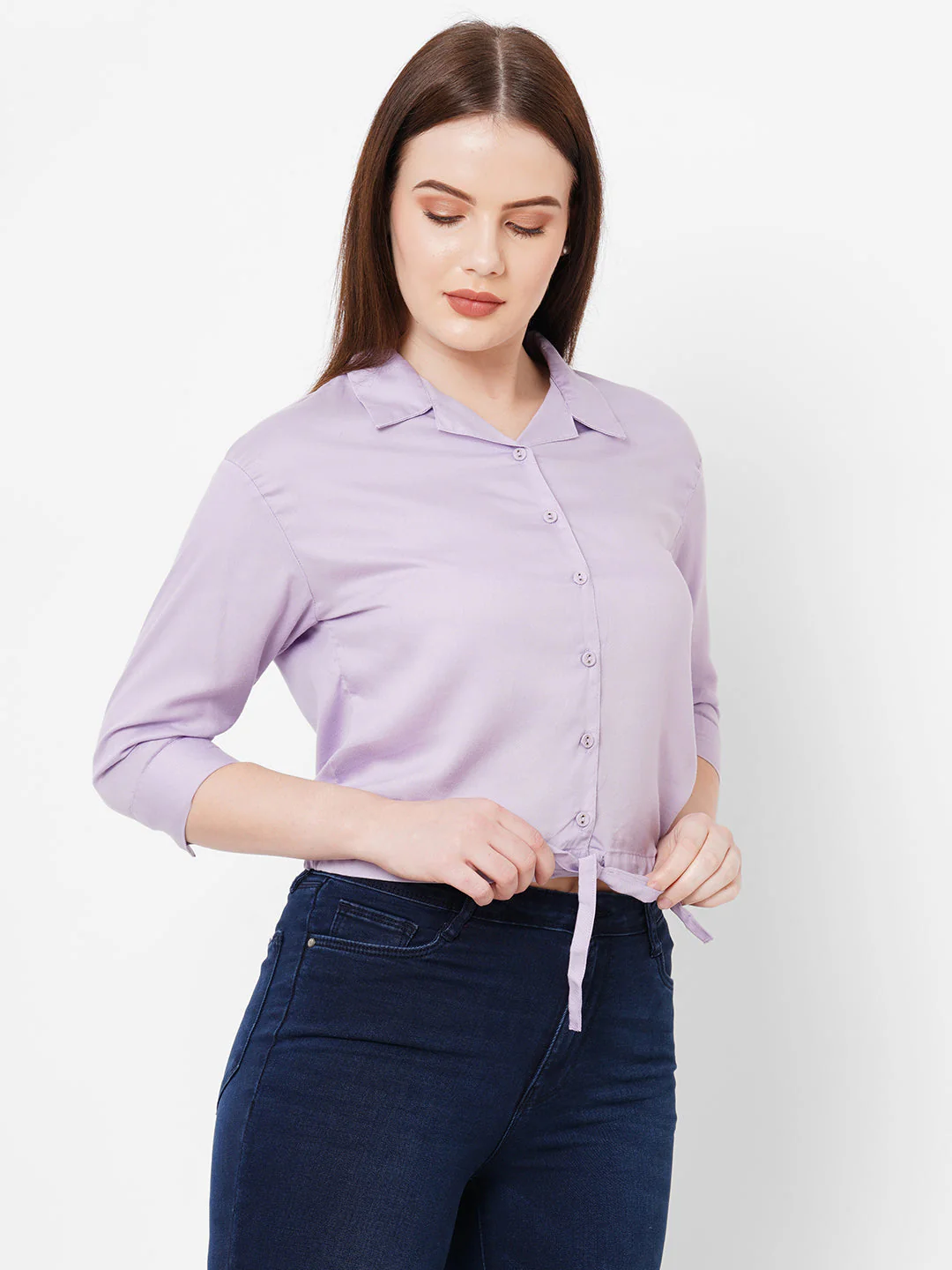 Women Lilac Slim Shirt - Image 4