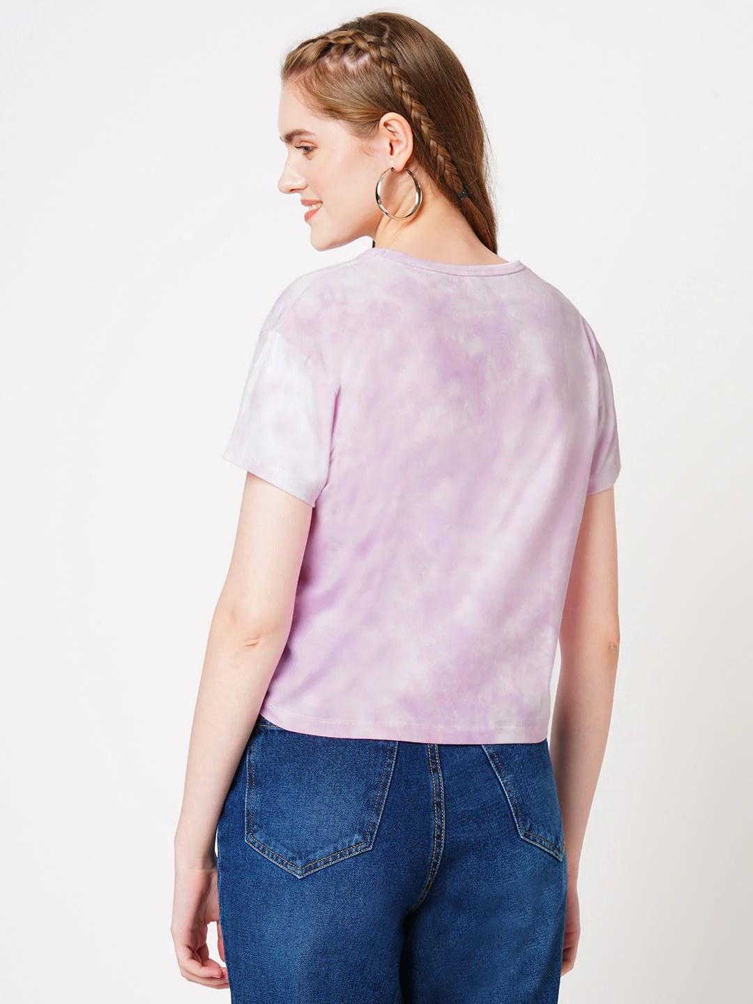 Women Lilac Tie & Dye Graphic Slim Tees - Image 3