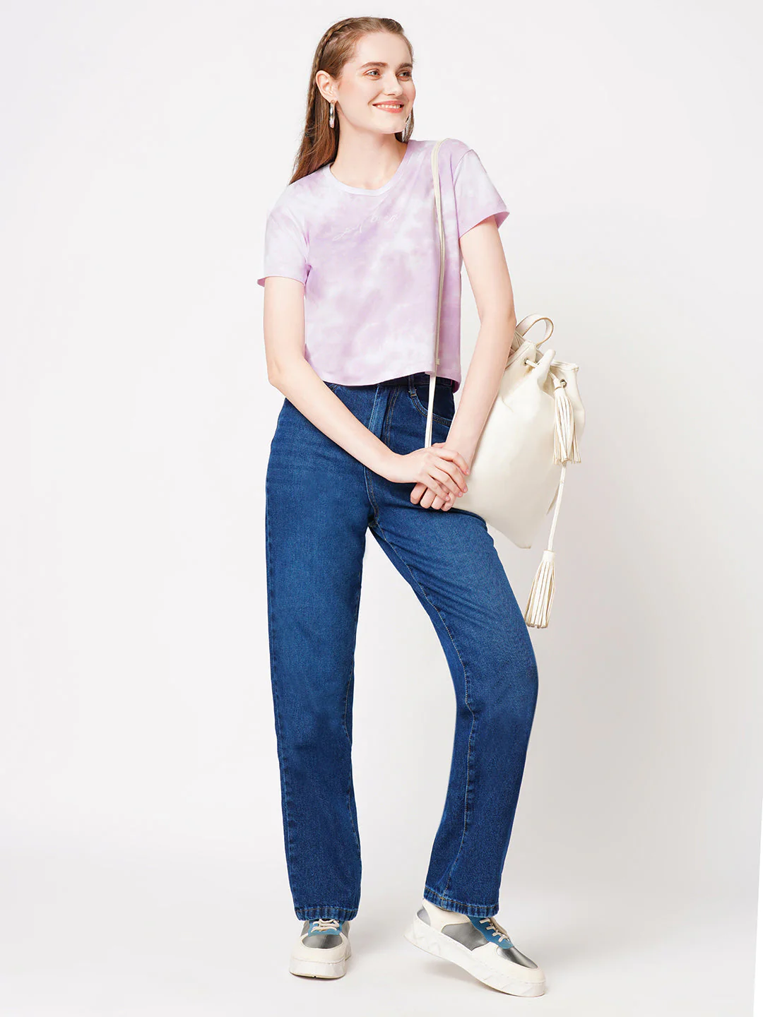 Women Lilac Tie & Dye Graphic Slim Tees - Image 5