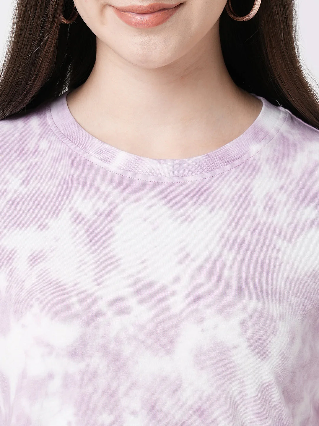 Women Lilac Tie & Dye Slim T-Shirt - Image 3