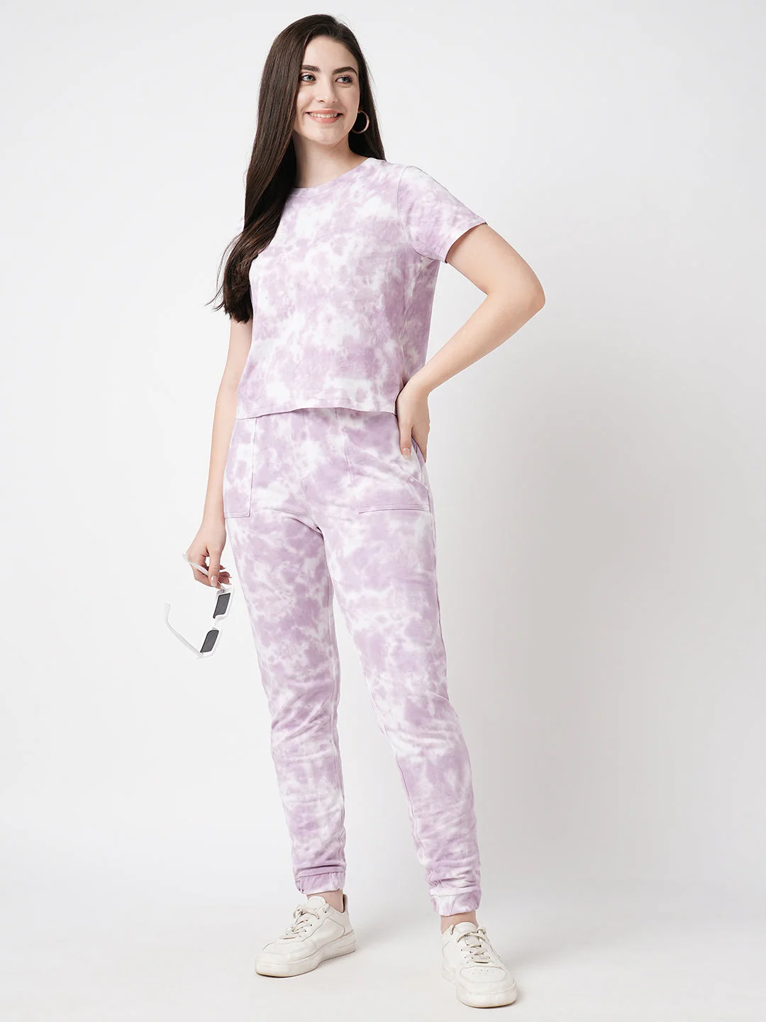Women Lilac Tie & Dye Slim T-Shirt - Image 4