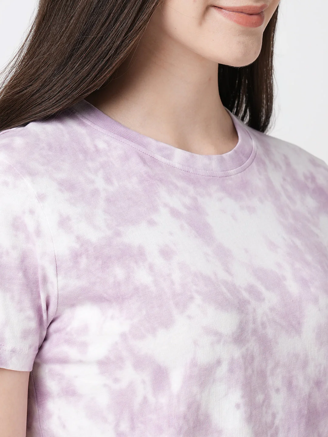 Women Lilac Tie & Dye Slim T-Shirt - Image 5