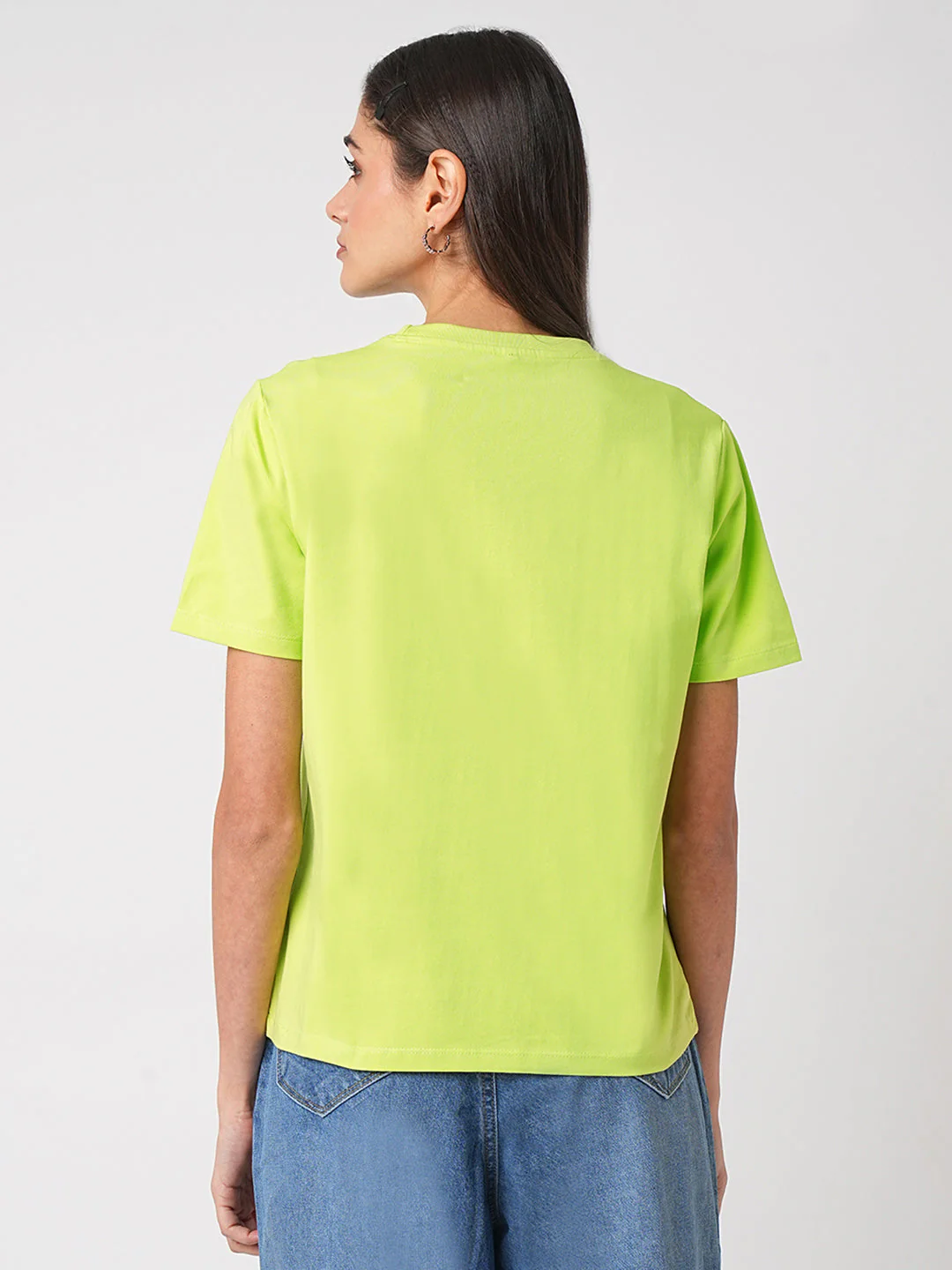 Women Lime Graphic Tees - Image 3