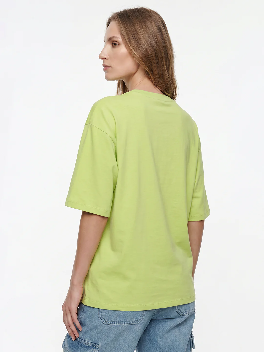 Women Lime Oversized T-Shirt - Image 3