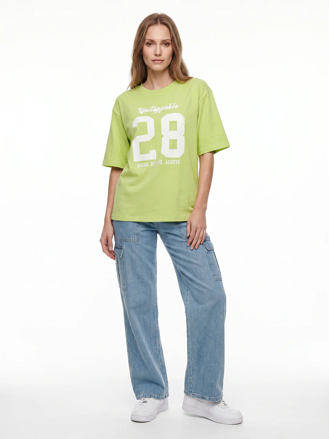 Women Lime Oversized T-Shirt - Image 4