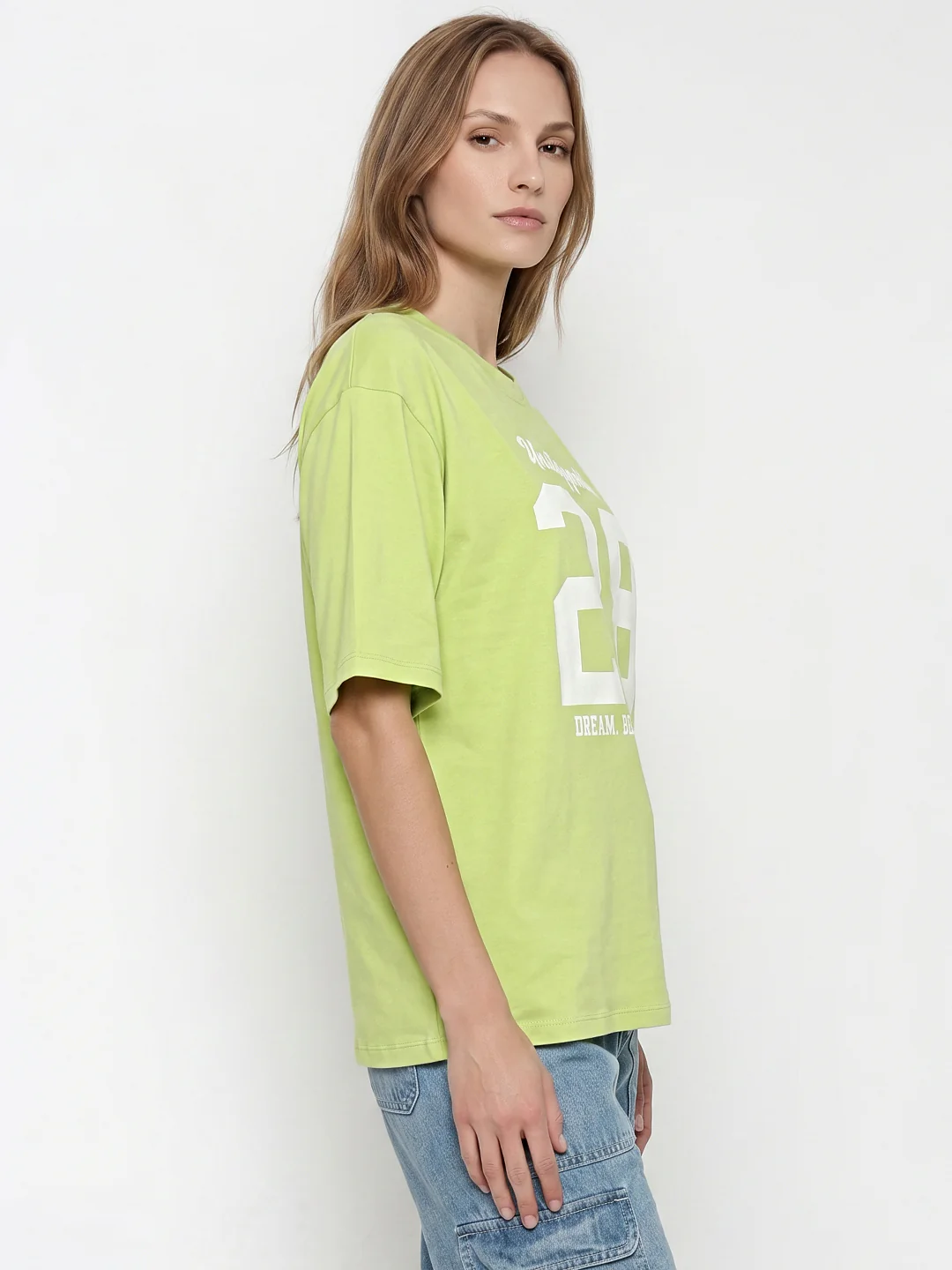 Women Lime Oversized T-Shirt - Image 5