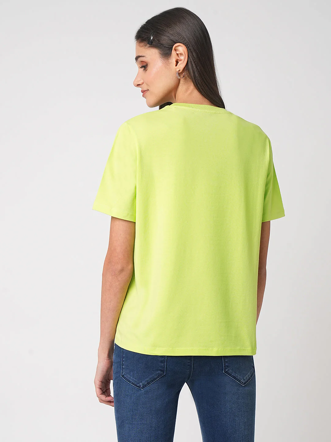 Women Lime Super Man Graphic Tees - Image 3