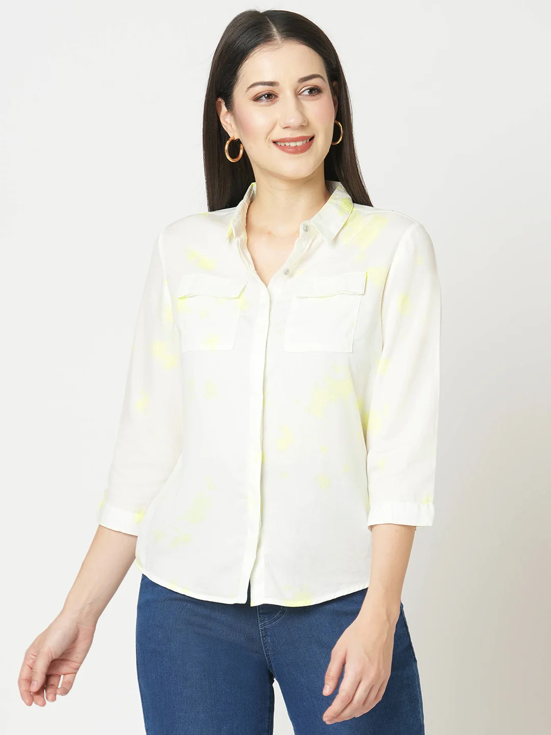 Women Lime Tie Dye Shirt - Image 2