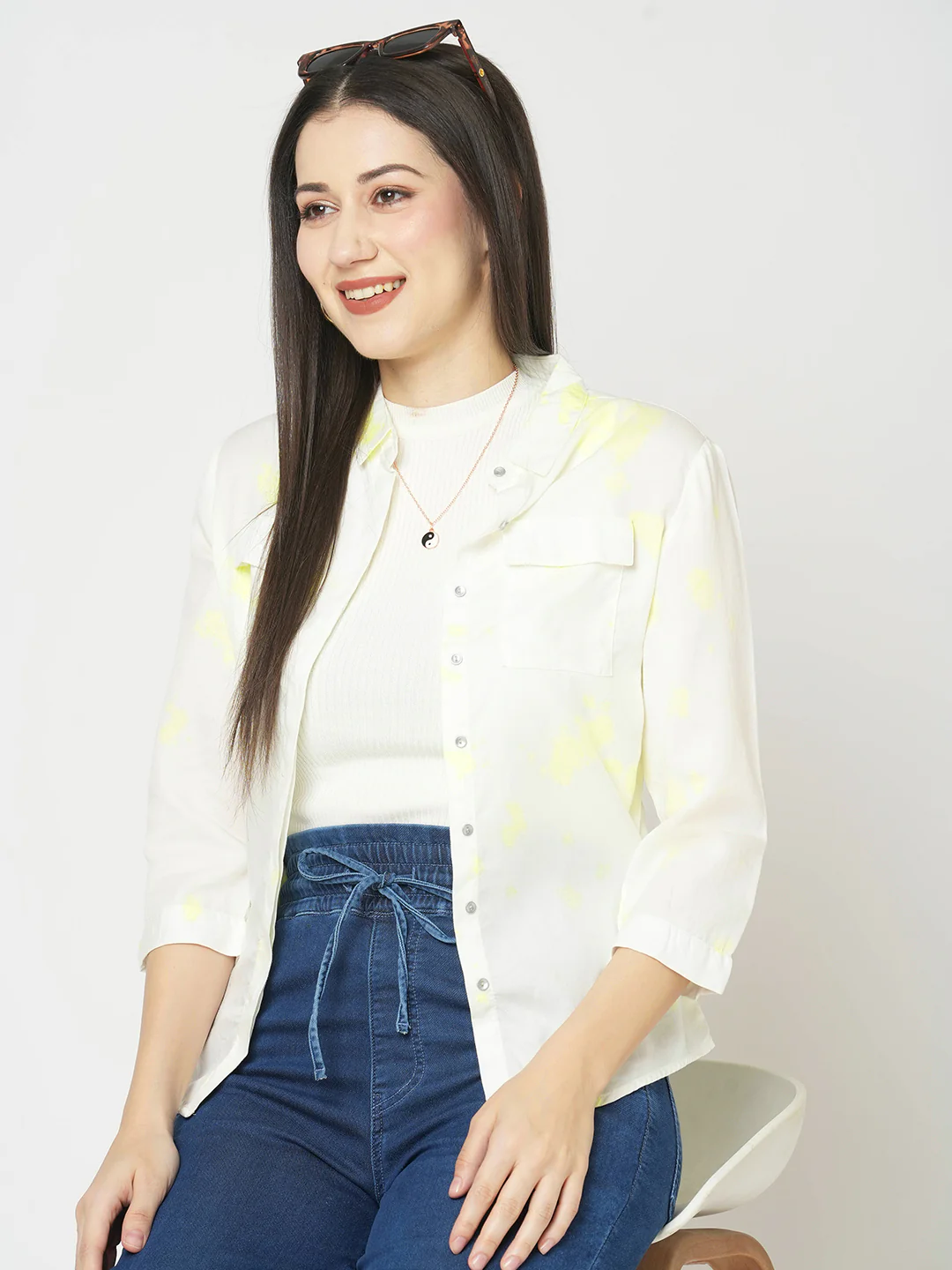 Women Lime Tie Dye Shirt - Image 4