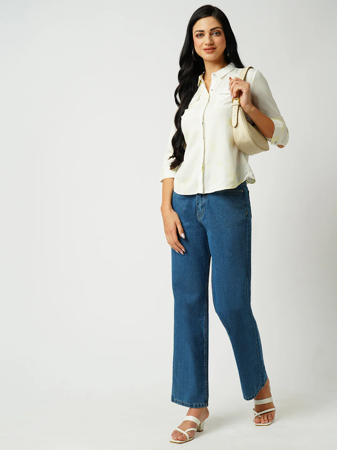 Women Lime Tie-Dye Slim Shirt - Image 2